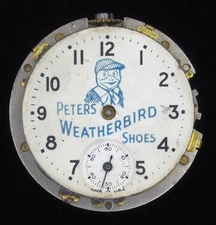 Vintage Peters Weatherbird Shoes Advertising Character Pocket Watch Movement