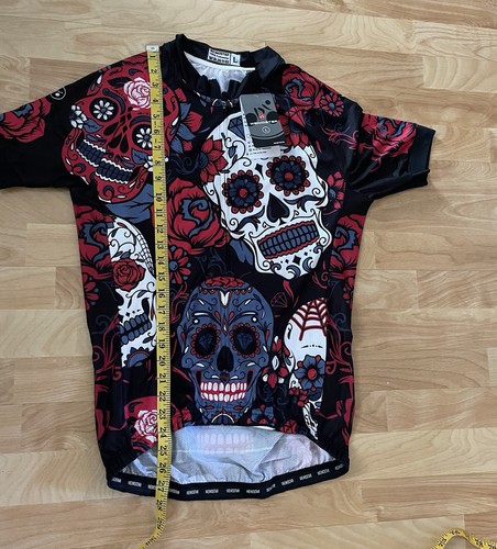 NWT Weimostar Woman’s Sugar Skull Day Of The Dead Cycling Jersey Size Large - Picture 8 of 10
