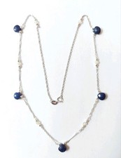 Collana in argento 925 singapore con lapislazzuli a goccia prenite ed ematite 