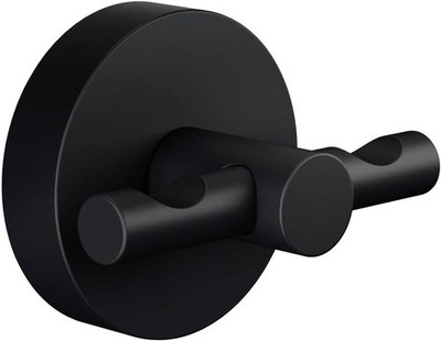 tesa MOON BLACK Bademantelhaken, matt schwarz - für Bäder im Industrial Style un