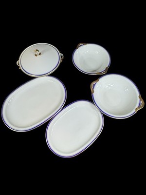 K&A Krauthein Selb Bavaria Cobalt Blue& Gold 2 Platters 2 Bowls 1 Casserole Lid