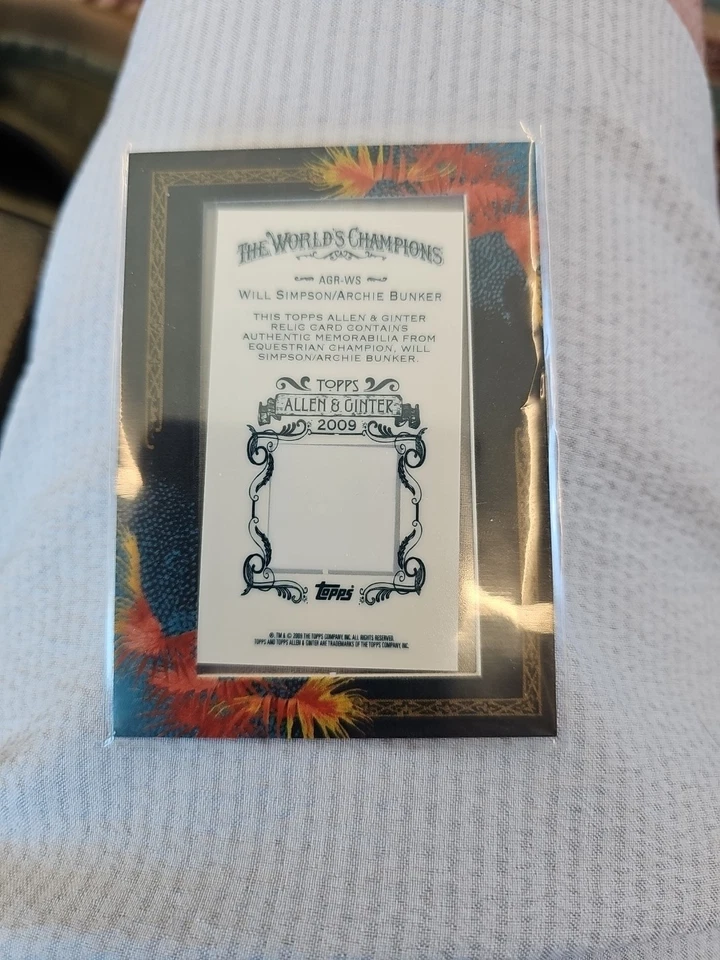 2009 Topps Allen & Ginter DNA Relic Will Simpson Archie Bunker #AGR-WS (MEM, RC) - Image 3 of 4
