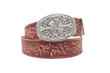 Sunflower Leather Belt, (1.5’’) Hand Painted Belt with Removable Western Buckle