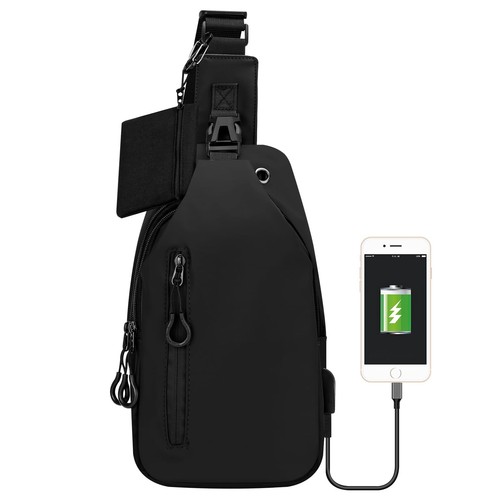 Waterproof Sling Backpack for Men & Women, Small Crossbody Bag with USB Charg... - Picture 8 of 9