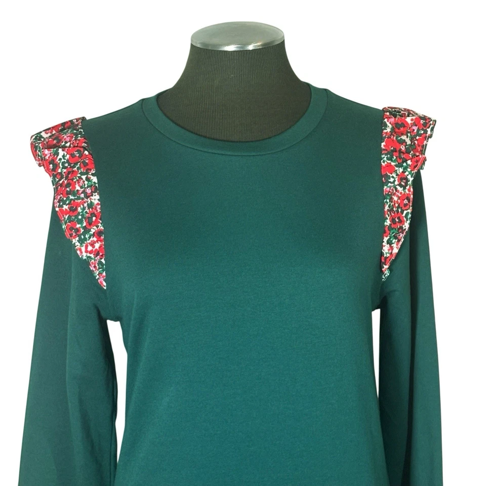 J.Crew - Sudadera Pullover Floral con Volantes Mezcla de Algodón Preppy - Mediana Foto 3 de 4