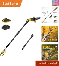 Lightweight 15FT Cordless Pole Saw with Safety Features & Fast Charger Included