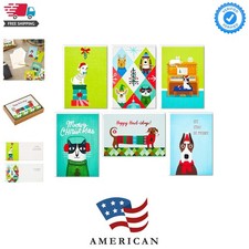 Boxed Christmas Cards Assortment, Holiday Cats and Dogs 6 Designs, 24 Cards w...