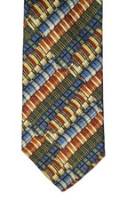 BOSS Hugo Boss Tie 100 Silk Tie Made In Italy 58"x4" Rust Green Blue EUC