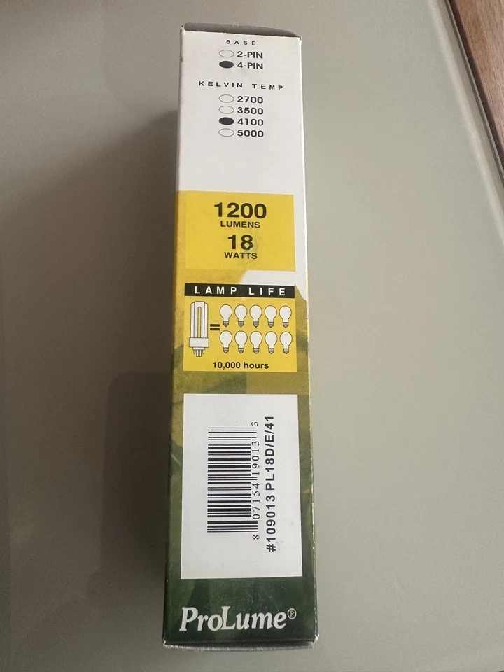 Prolume 18w-d Doble Tubo Compacto Fluorescente 10.000 horas 4100k Foto 2 de 2