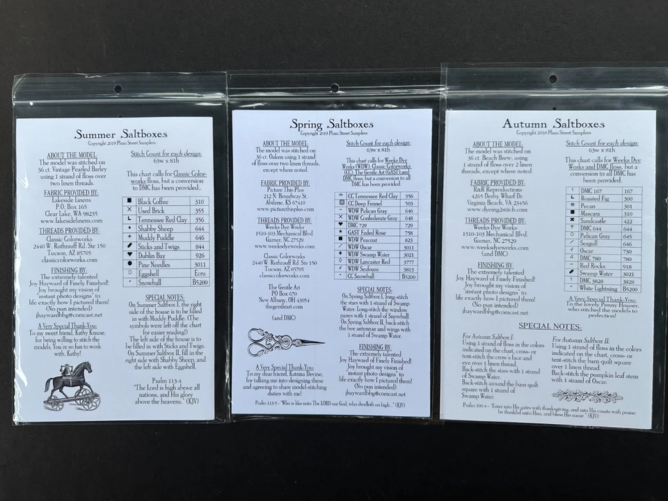 PLUM STREET SAMPLERS SALTBOXES SPRING SUMMER AUTUMN CROSS STITCH CHART 3 - Image 4 of 4