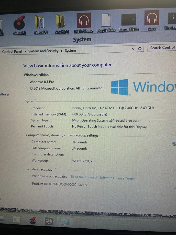 Samsung Laptop 500gb hardrive unit 4gb ram needs charging unit and battery. - Image 2 of 4