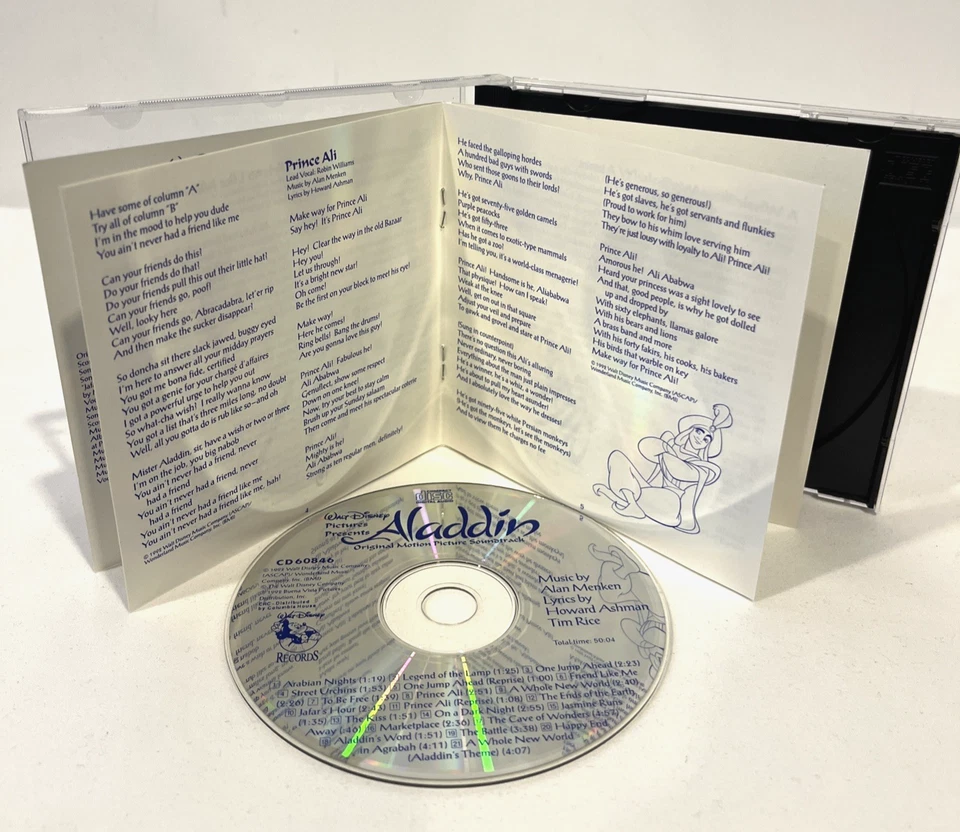 ALADDIN ORIGINAL MOTION PICTURE SOUNDTRACK CD ALBUM 1992 WALT DISNEY RECORDS - Image 2 of 4