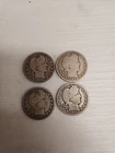 1900, 1905, 1910, And 1911s Barber Quarters Silver Circulated-  Lot of 4