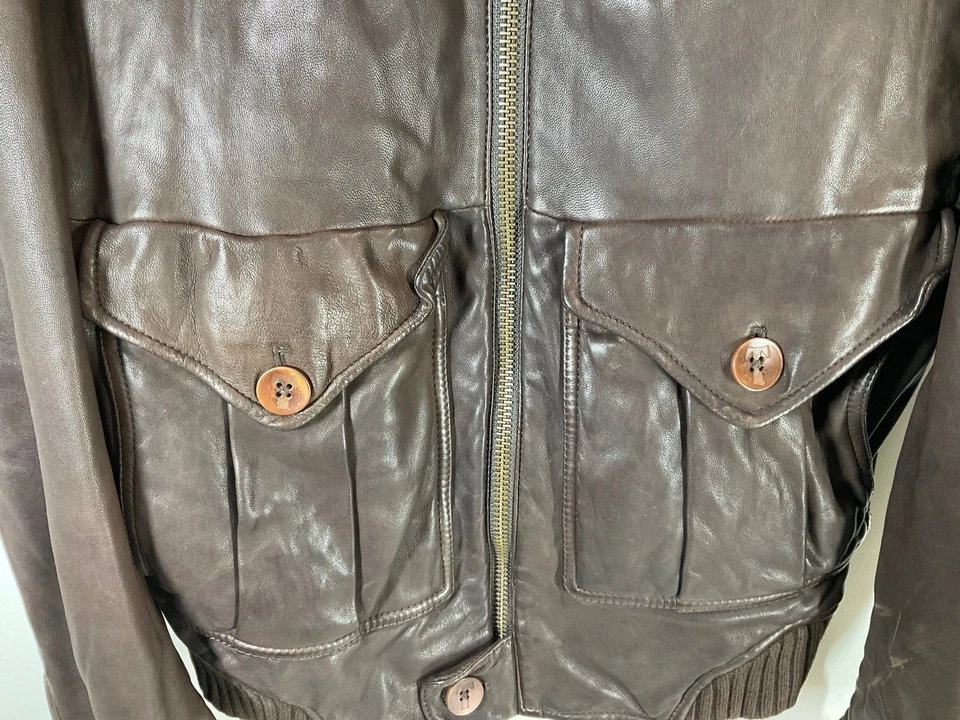 Timberland Vintage Brown Soft Leather Bomber Jacket Size Large - Image 4 of 4