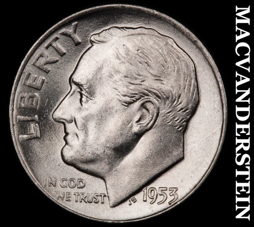 1953-D Silver Roosevelt Dime - Choice Gem Brilliant Unc  Lustrous  #i7591