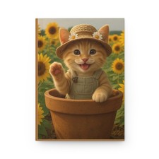Sunflower Kitten Journal  Hardcover Notebook
