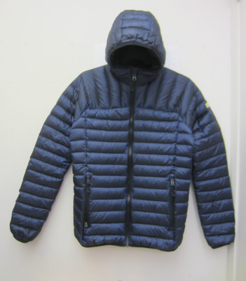 Superdry Core Down Hooded Jacket Men Navy Puffer S/M (Slim V-Shape Torso Body)