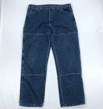 Dickies Men's 38x32 Relaxed Fit Double Knee Carpenter Jeans Workwear Blue Denim