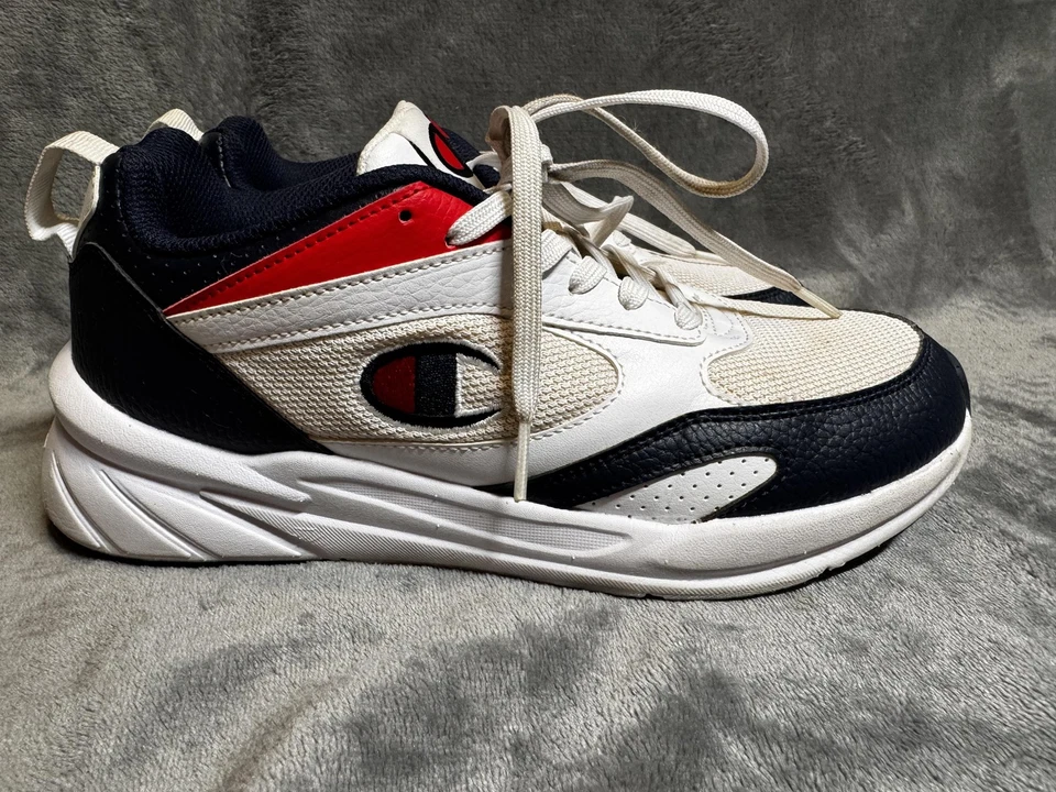 Champion Kinna Zapatos Retro Juveniles Talla 7Y Blanco Azul Marino Rojo Tenis CAS10780Y Foto 3 de 4