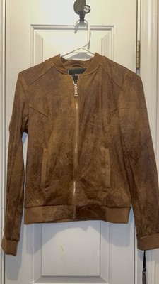 BNCI by Blanc Noir faux suede bomber jacket in brown