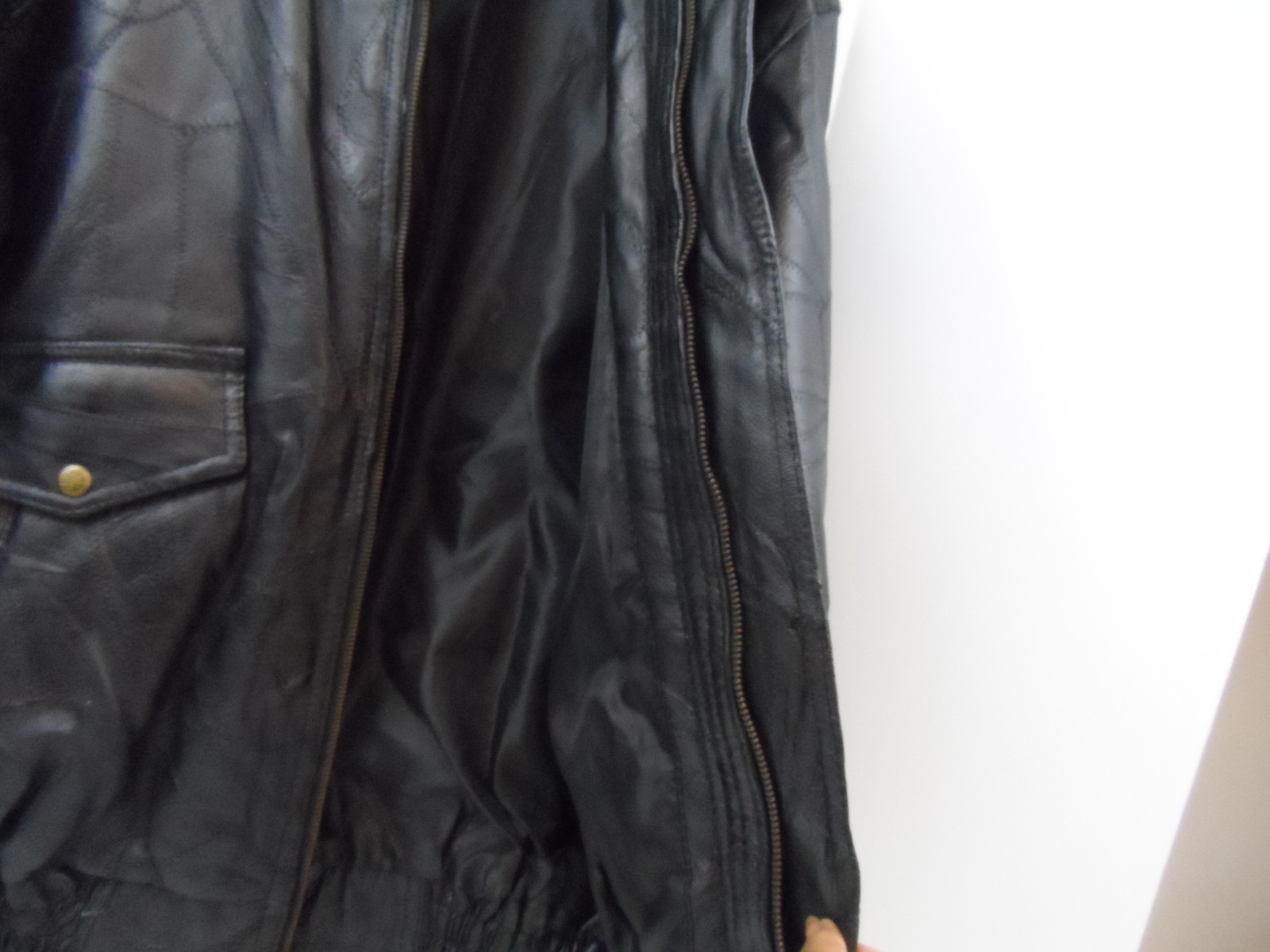 Unbranded Bomber Patchwork Leather  Lined Jacket … - image 7