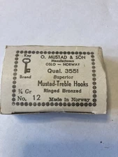 Qty 36 Vintage Mustad 3551 Treble Hooks No. 4 Made In Norway Mustad & Son Oslo