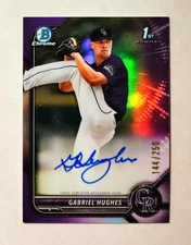 Gabriel Hughes 2022 1st Bowman Chrome AUTO Prospect PURPLE REFRACTOR 144/250 C6