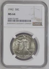 1942 Walking Liberty Half Dollar NGC MS-64