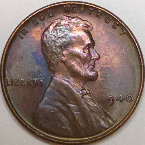 1940-P Lincoln Wheat Cent - Uncirculated/Monster Toned (Lot#1)