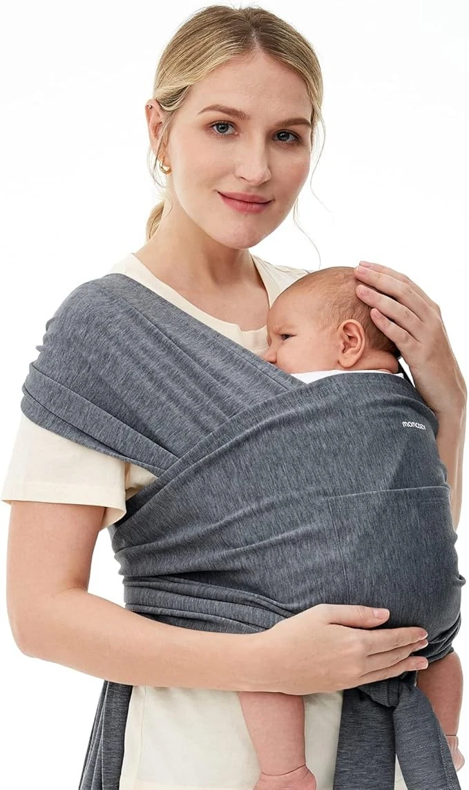 Momcozy Baby Wrap Carrier for 3.6-15kg Gray