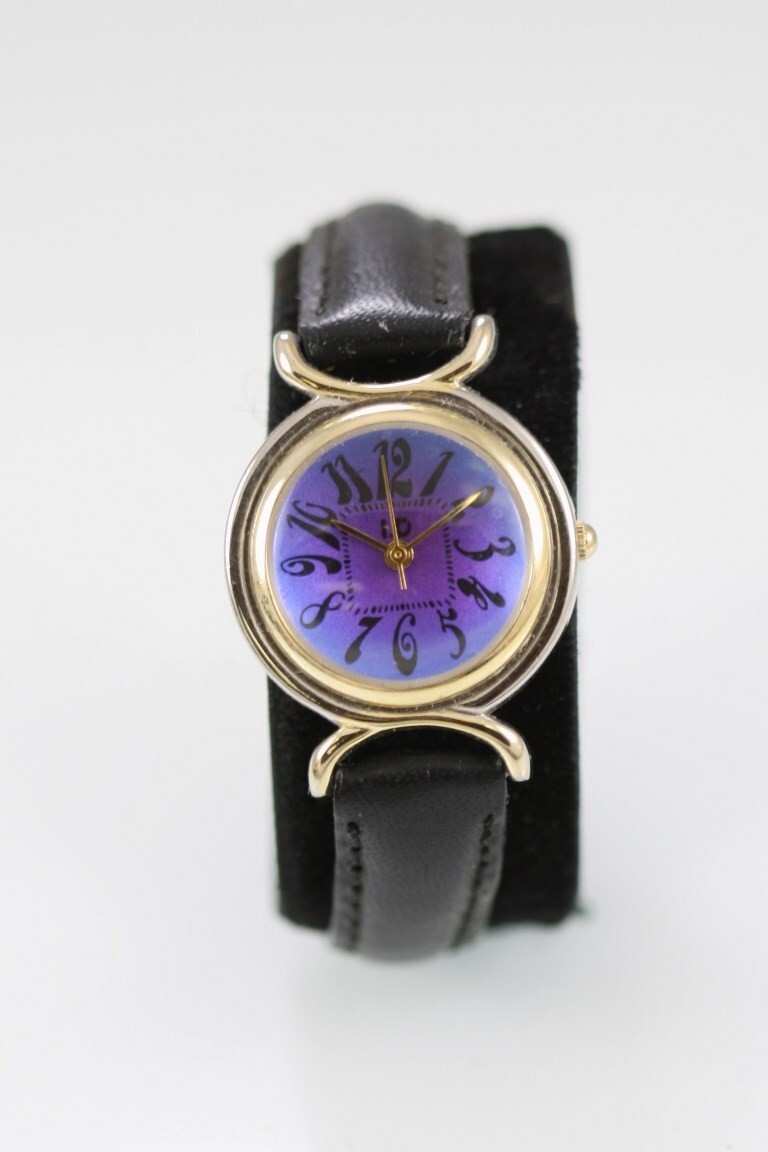 ID Titanium Watch Women Silver Gold Stainless Black Leather  display picture 3