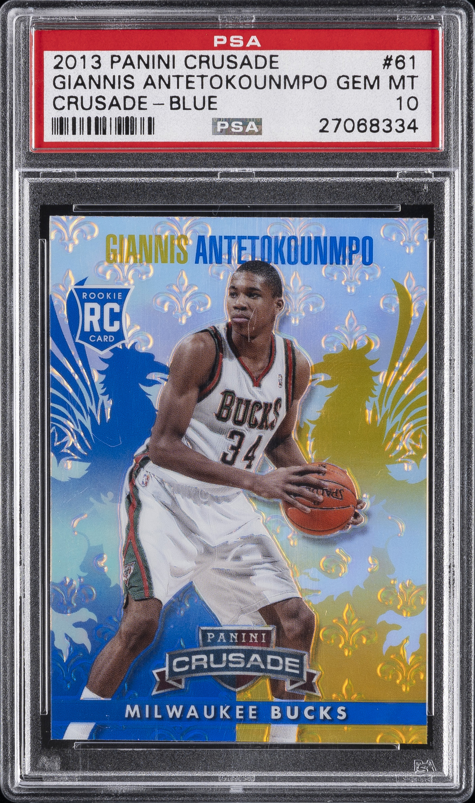2013 PANINI CRUSADE CRUSADE BLUE #61 GIANNIS ANTETOKOUNMPO PSA 10