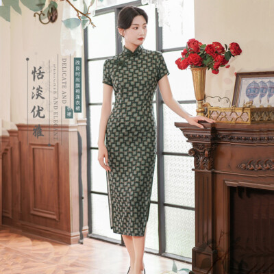 2024 Chinese Traditional Silk Cheongsam Women Summer Midi Qipao Dress Prom  Gown | eBay