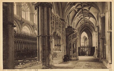 (E) Sepia getönte Postkarte der Ely Kathedrale Nordchor Gang Detailansicht 0196