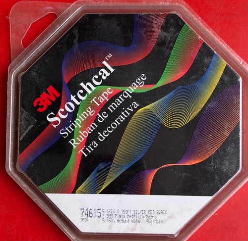 3M 74615 SCOTCHCAL SILVER METALLIC/BLACK DOUBLE PIN STRIPING TAPE 5/16 ...