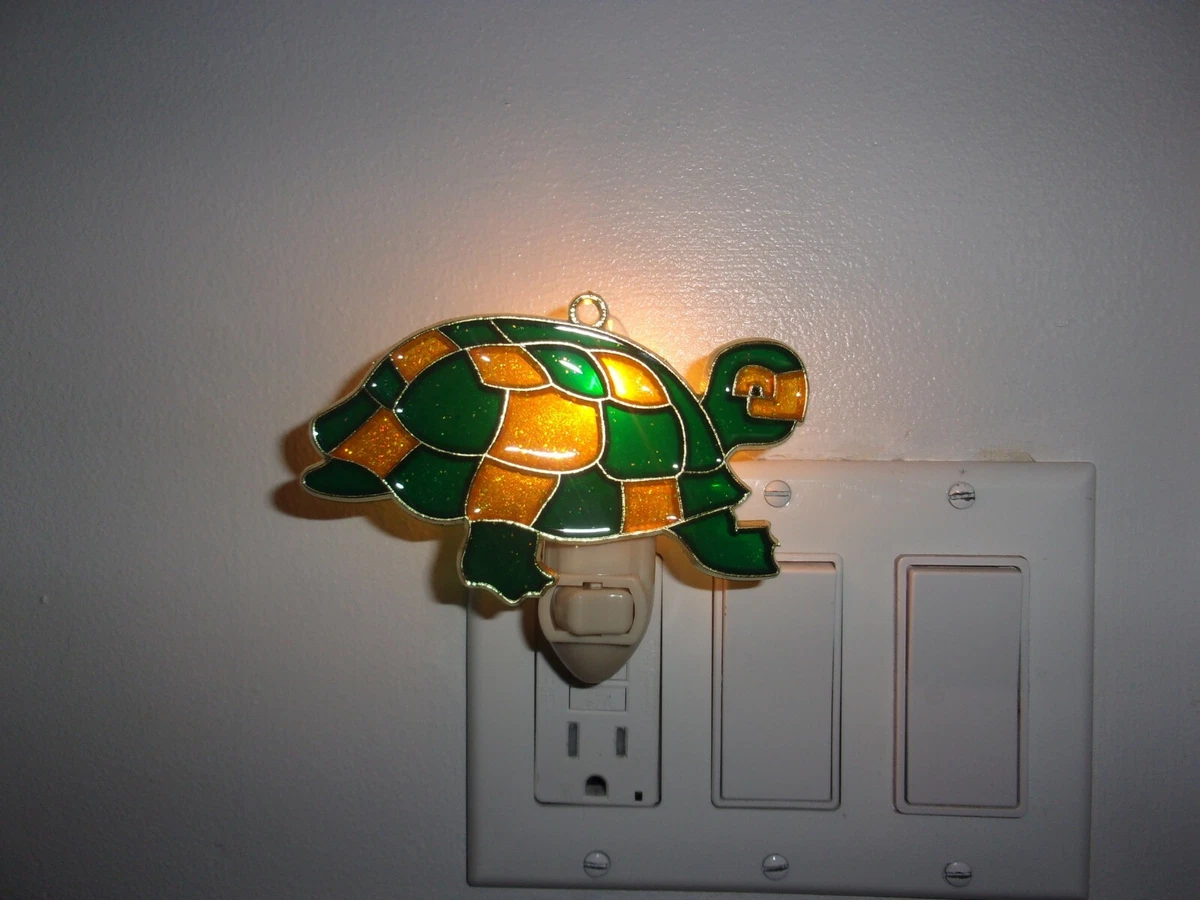 Stained glass turtle night cheap light