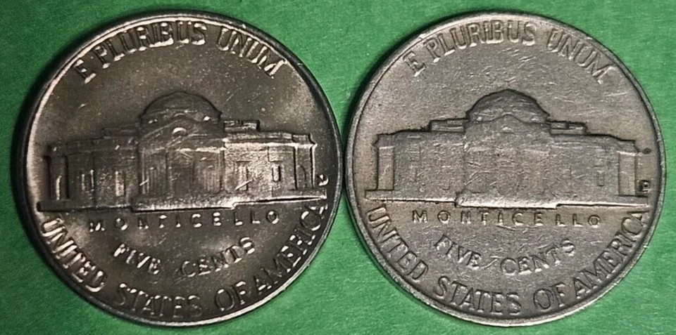 1955 D Uncirculated Proof Jefferson Nickel & (1 AU Jefferson Two Coins Free Ship - Image 2 of 2