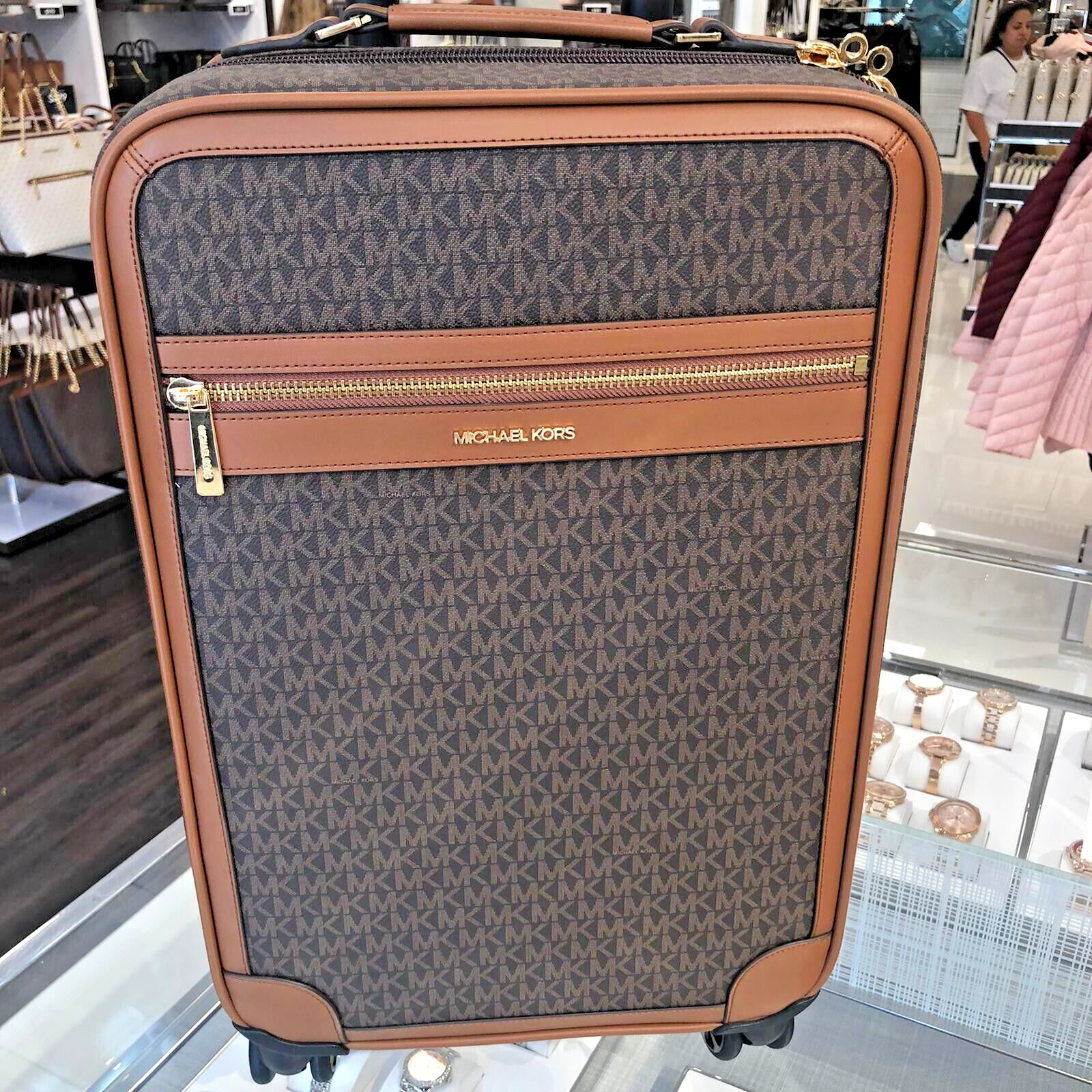 Michael Kors Logo Rolling Travel Trolley Suitcase Carry On B