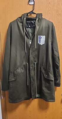 Qumeng Attack On Titans Trench Coat Army Green (L)