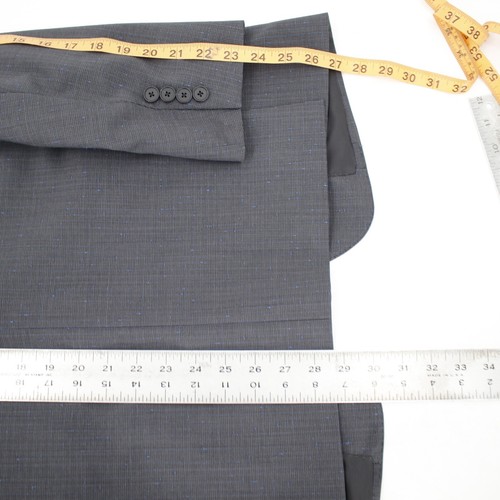 Z Zegna Suit Mens 40C 36x29 micro houndstooth wool gray with blue texture notch - Picture 14 of 21