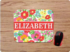LILLY INSPIRED SPRING FLORAL PRINT PERSONALIZED NAME MOUSE PAD HOME OFFICE GIFT