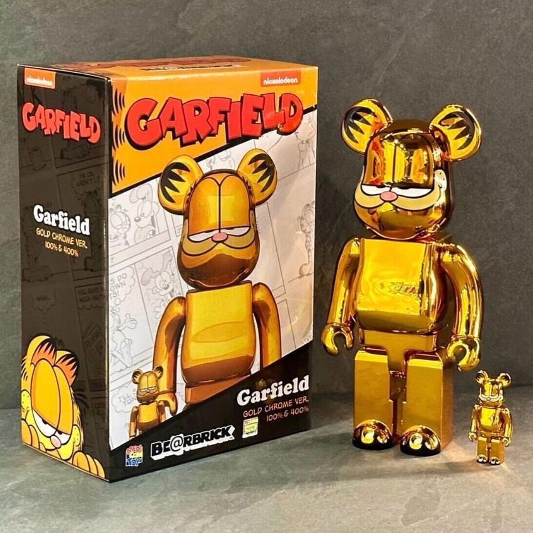 Medicom 400% + 100% Bearbrick ~ Garfield Be@rbrick Chrome Vers