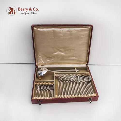 Art Deco 37 Piece Flatware Set French Silverplate