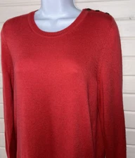 NWT Gap Luxe Sz MEDIUM Red Angora Rabbit Hair Blend Sweater Shoulder Buttons