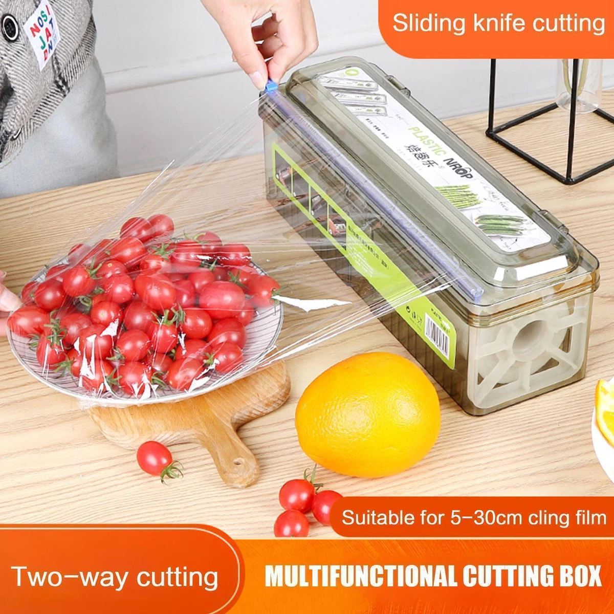 Cling Film Dispenser Holder Cutter Food Wrap Kitchen Foil Food