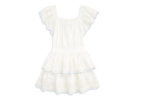 Ralph Lauren Big Girls Eyelet Tiered Cotton Jersey Dress White Size S