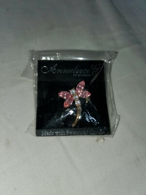 Annaleece By Devries Dragonfly Pin Goldtone Jems Made W/Swarowski Crystal #1312
