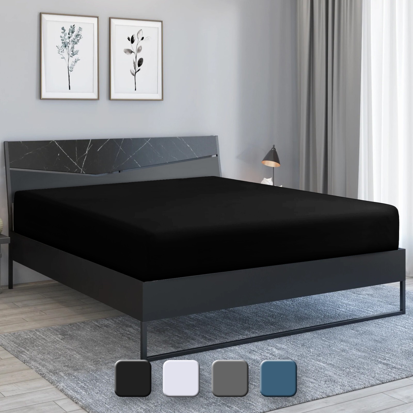 1800 Deep Pocket Fitted Sheet Queen King Fully Elastic Fitted Sheets