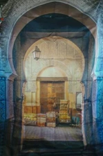 AMBESONNE TABLECLOTH HOUSE DECOR MOROCCAN MARKET BLUE BEIGE 60"x90" inch