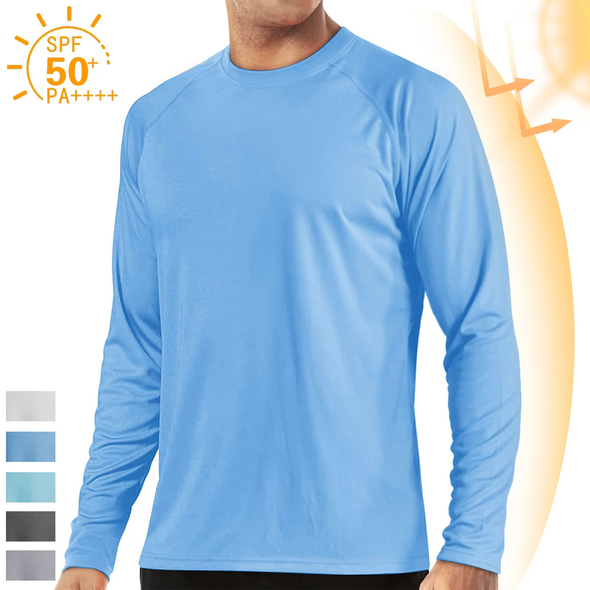 Men's UPF 50+ UV Protection Long Sleeve T-Shirt Sun Block Casual Fishing  Shirts